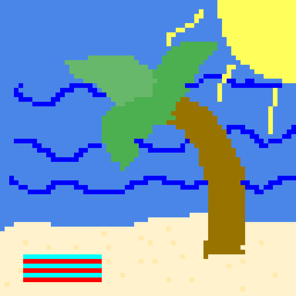 A calm beach on a sunny day
