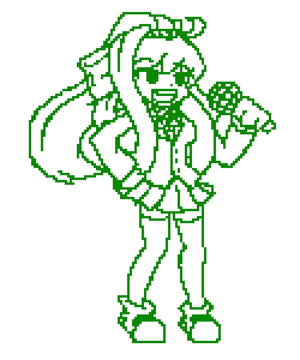 Monika doing Hexs idle pose + pixelated