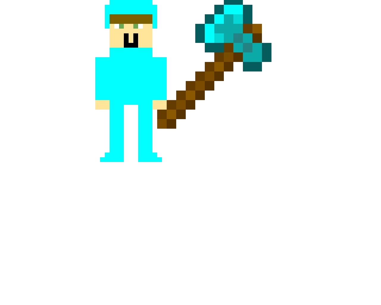Baby steve in Diamond armor and a fatal weapon!