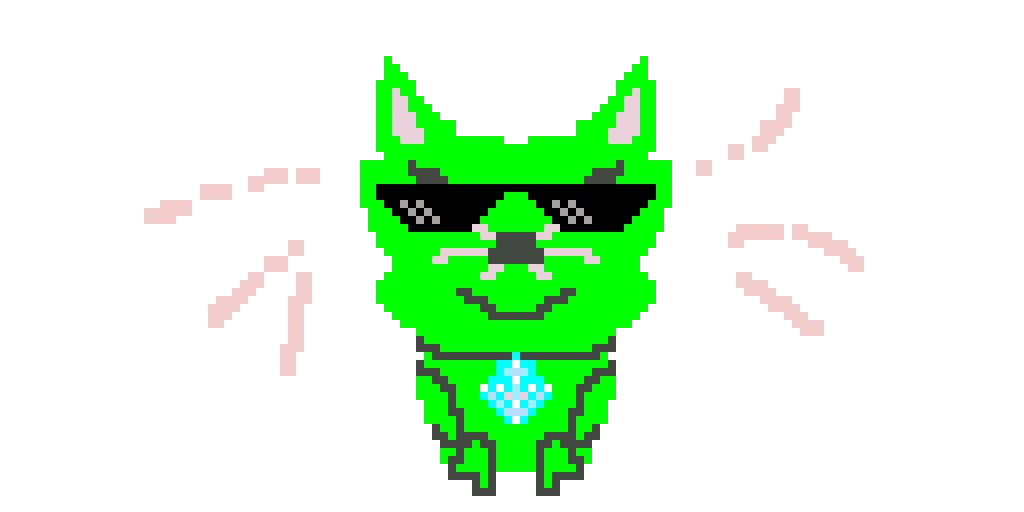 green cat with plastic-attaching powers