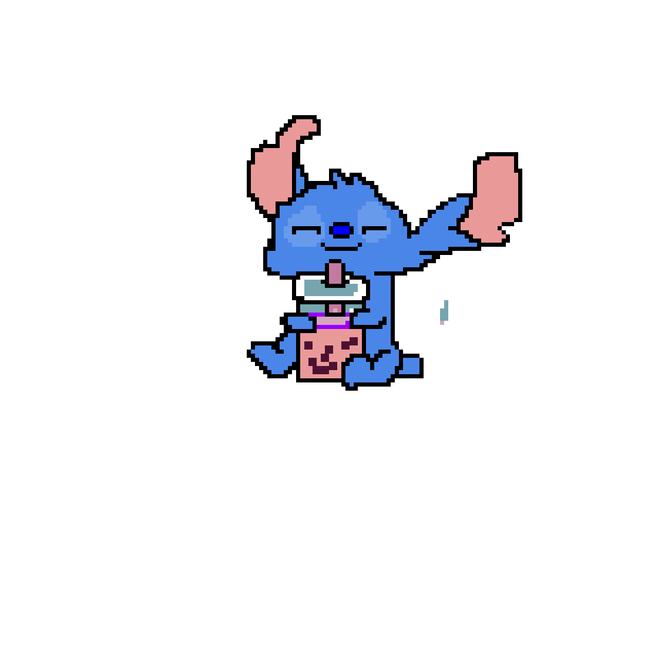 stitch drinking boba! (sorry about the ears)
