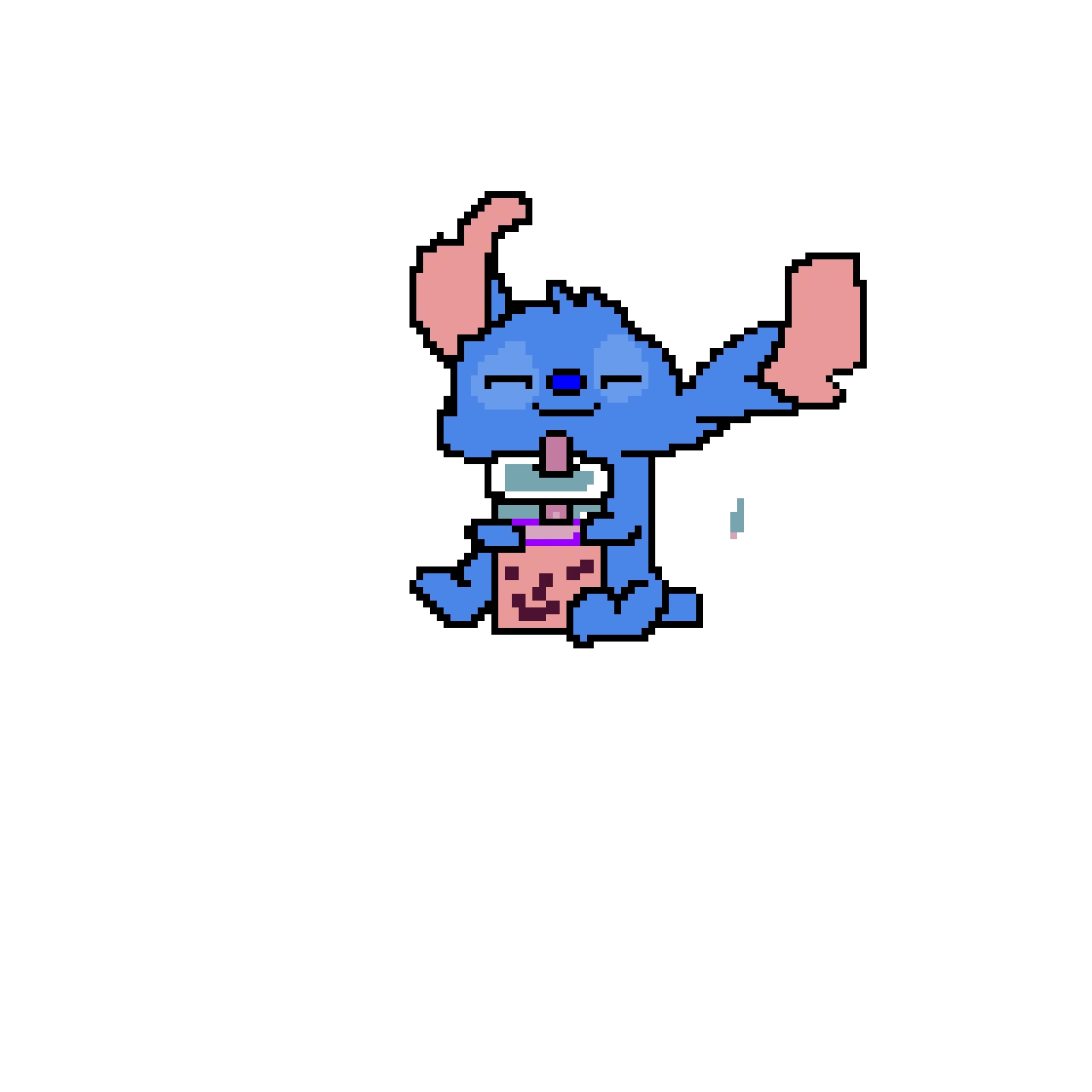stitch drinking boba sorry about the ears