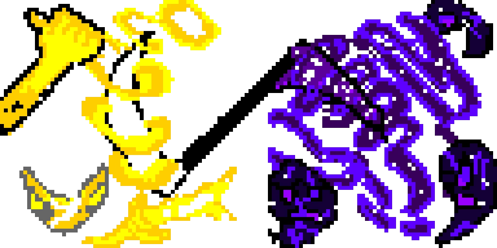 the scythe of deadly galaxiel shadows and the heavenly golden light