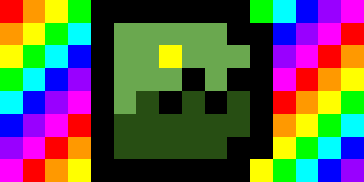Dino pixel logo with rainbow