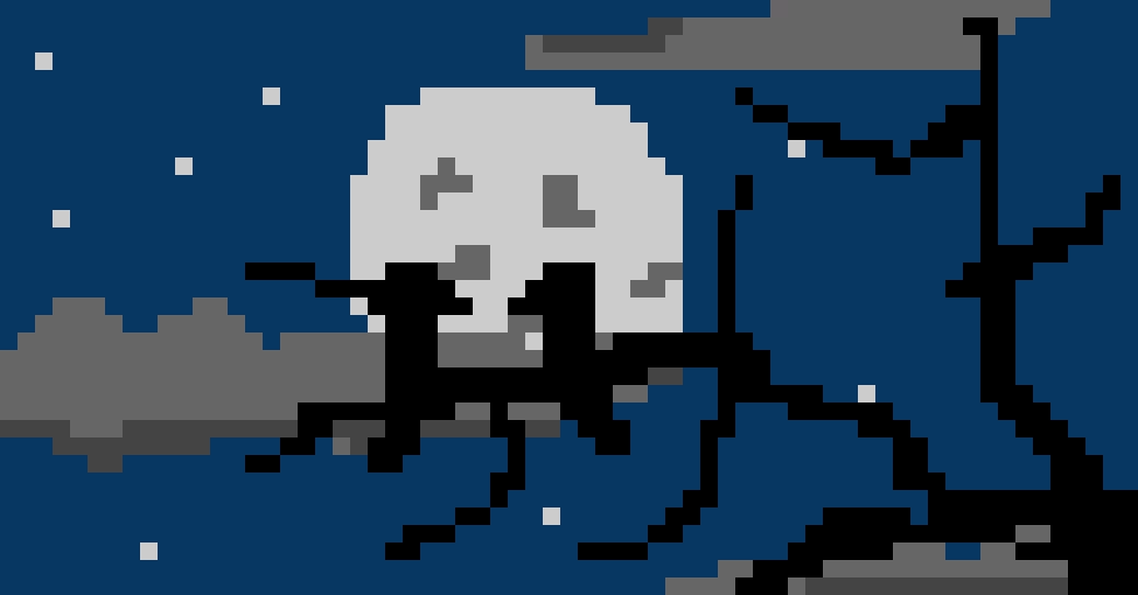 Pretty Birds In The Moonlight Scene