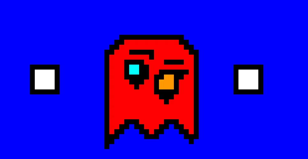 pac man theme glitch of red ghost