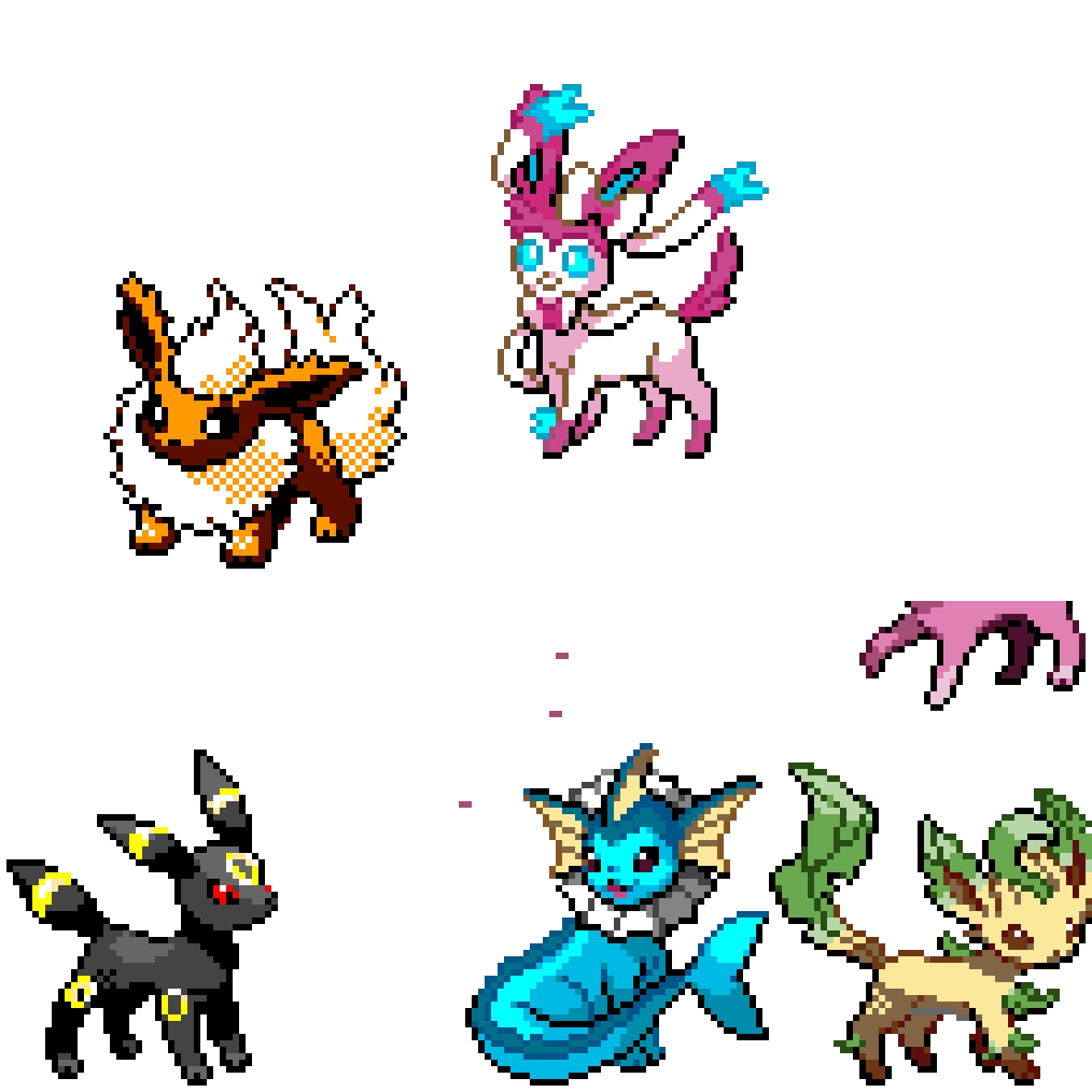 flareon umbreon sylveon leafeon vaporeon and start of easpeon