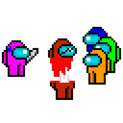 caught used models but changed them also dinopx make half of among us char top bottom both