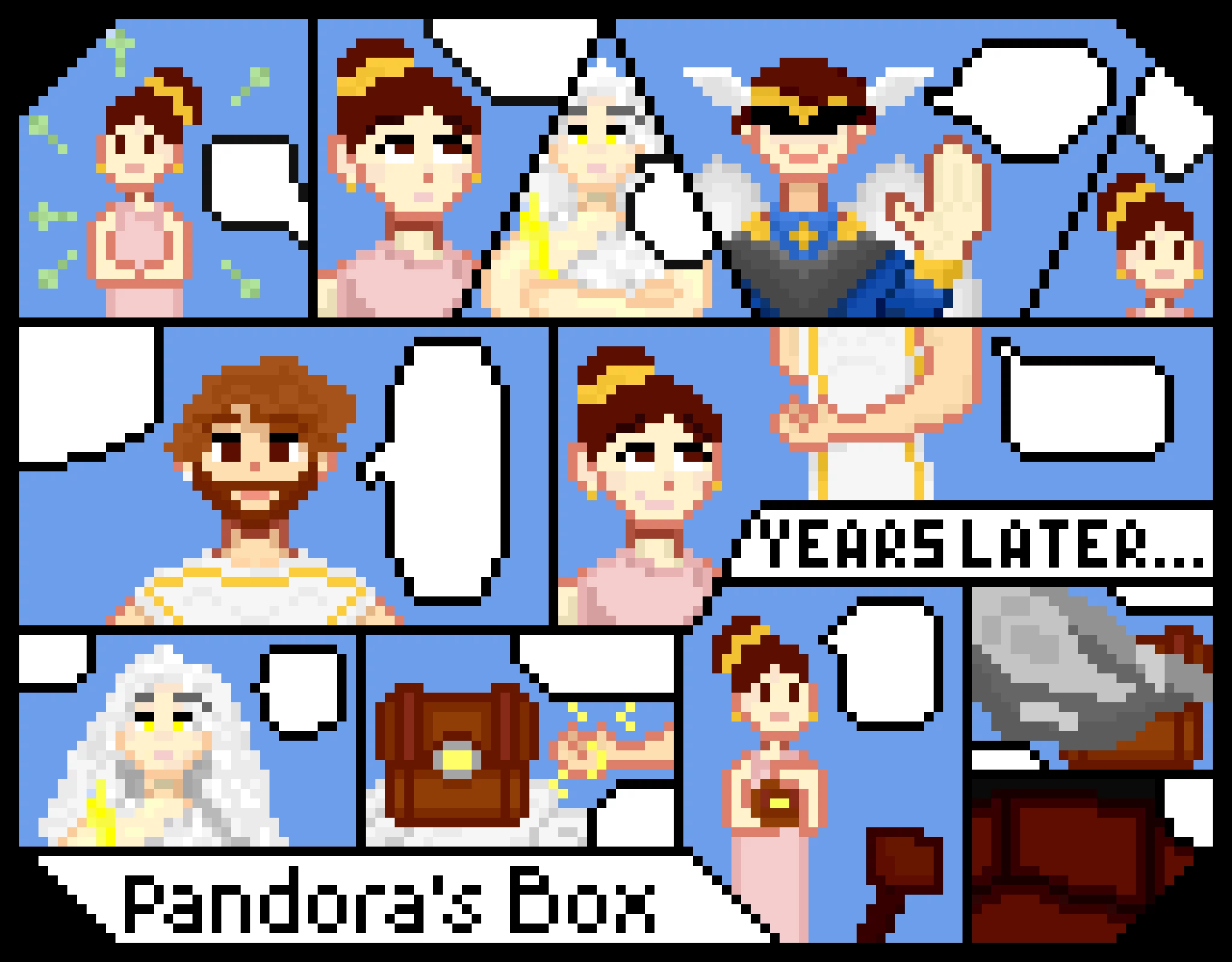 Pandoras box comic (the dialogue is in a presentation cuz its for school-)
