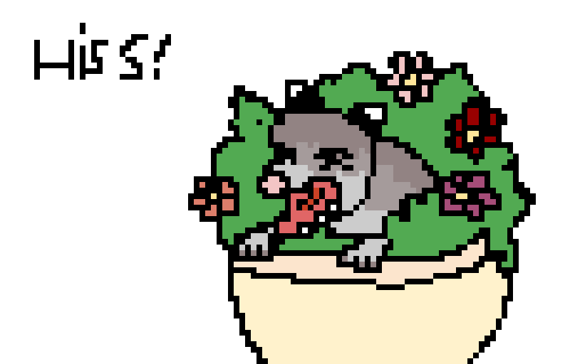 tried to make a angry opossum in a flower pot