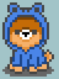 doggo in blue froggy hoodie