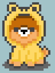 doggo in yellow froggy hoodie