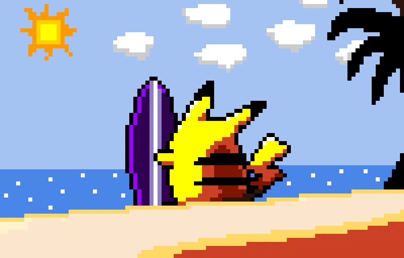 Beach time with Pikachu!!!!!!